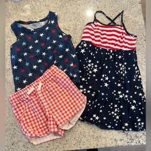 Fourth of July bundle dress shorts tank top toddler girl 3T